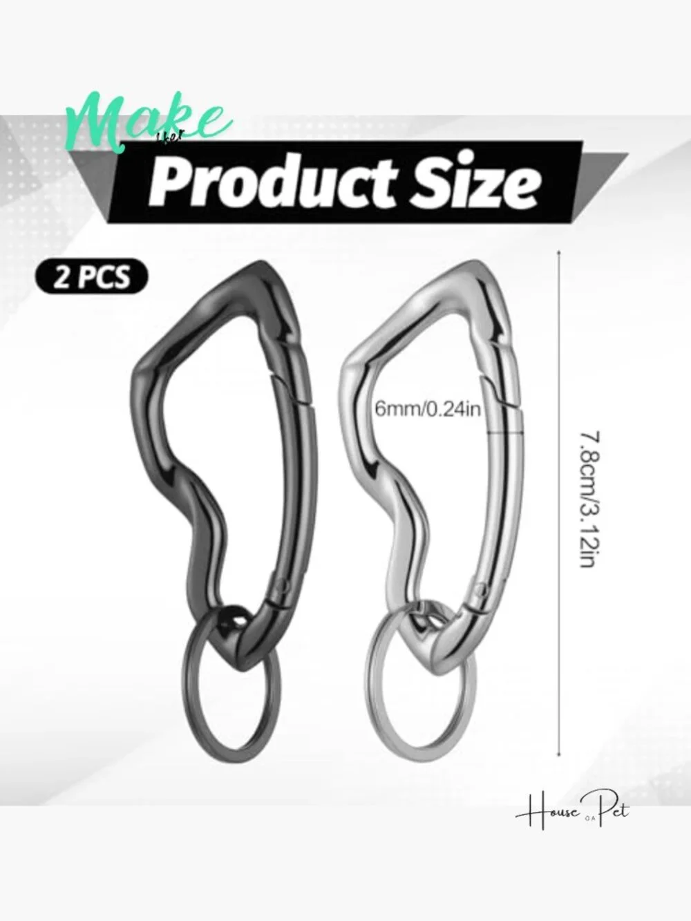 Zinc Alloy Carabiner Keychain, Y2K Goth Accessory Bag Charm